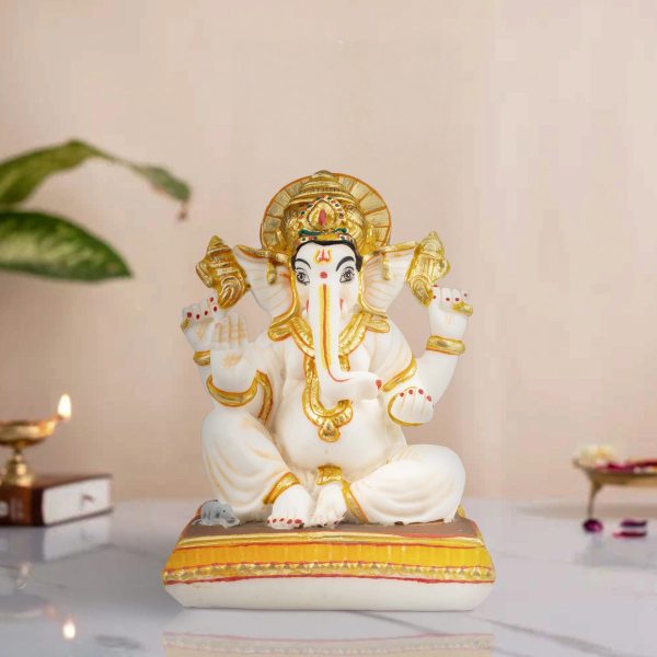 Ganesh Murti - 7 x 5 Inches | Resin Statue  Painted Vinayagar Statue  Ganesha Statue for Pooja Online