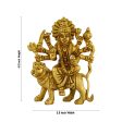 Durga Idol Sitting On Tiger - 4.5 x 3.5 Inches | Antique Brass Idol  Durga Murti for Pooja  490 Gms Approx Discount