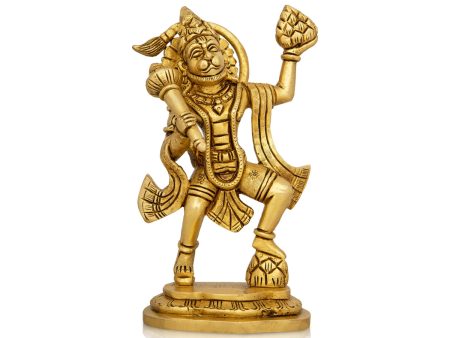 Anjaneya Statue Carrying Sanjeevani Mountain - 6.5 x 4 Inches | Antique Brass Idol  Hanuman Statue for Pooja For Cheap