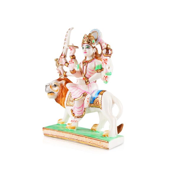 Durga Murti Sitting On Lion - 11.5 x 8.5 Inches | Resin Statue  Painted Durga Idol  Durga Statue for Pooja Cheap