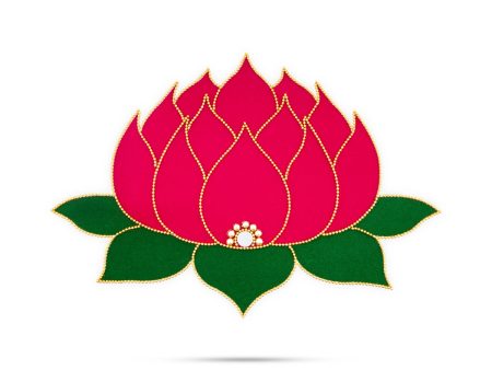 Rangoli Sticker - 8 x 12 Inches | Lotus With Mirror Design Kolam Sticker  Velvet Muggu Sticker for Pooja Decor Online Sale