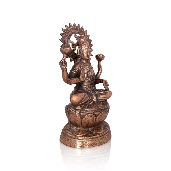 Lakshmi Idol Sitting On Lotus - 24 x 12 Inches | Copper Oxidised Laxmi Idol  Laxmi Murti for Pooja  4.340 Kgs Hot on Sale