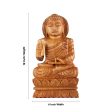 Buddha Statue - 12 x 6 Inches | Wooden Statue  Buddha Idol Sitting On Flower Base  Buddha Murti for Pooja For Cheap