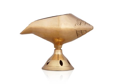 Shankh Shape Brass Lamp With Base - 3.5 x 4 Inches | Brass Deepam  Brass Pooja Diya  Brass Vilakku for Home Sale