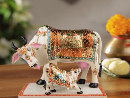 Cow And Calf Statue - 10.5 x 12 Inches | Resin Statue  Painted Cow And Calf Idol for Home Decor For Cheap