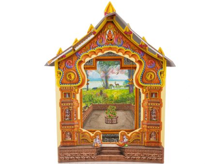 Ganpati Decoration Mandir - 8 x 6 Inches | Kokan Makhar Design Paper Mandir  Eco Friendly Mandir Decoration Online Sale