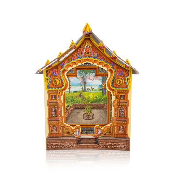 Ganpati Decoration Mandir - 8 x 6 Inches | Kokan Makhar Design Paper Mandir  Eco Friendly Mandir Decoration Online Sale