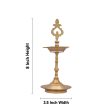 Brass Lamp - 8 x 3.5 Inches | Brass Diya  Karaikudi Pirai Design Vilakku for Pooja  300 Gms Approx Fashion