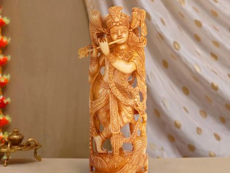 Krishna Murti - 12 x 4 Inches | Wooden Statue  Krishna Statue  Krishna Idol for Pooja Online now