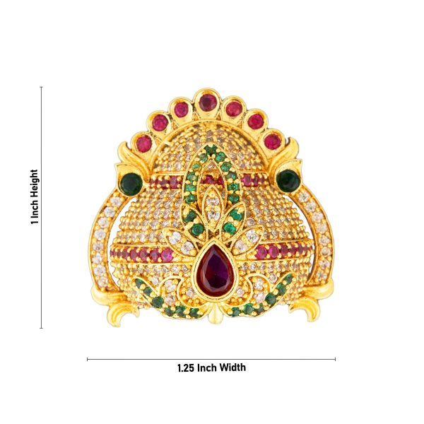 Half Crown - 1 x 1.25 Inches | Multicolour Stone Half Kireedam  Half Mukut  Half Kiridam for Deity For Cheap