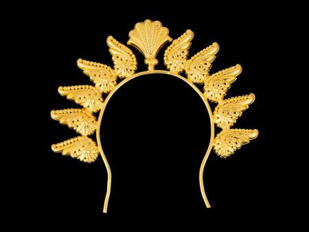 Hair Arch - 3.5 x 3.5 Inches | Shankh Design Hair Accessory  Gold Polish Jewellery for Deity For Sale