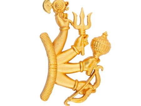 Hand With Astras - 4 x 2.5 Inches | Swamy Alangaram  Gold Polish Hand With Weapon for Deity Cheap