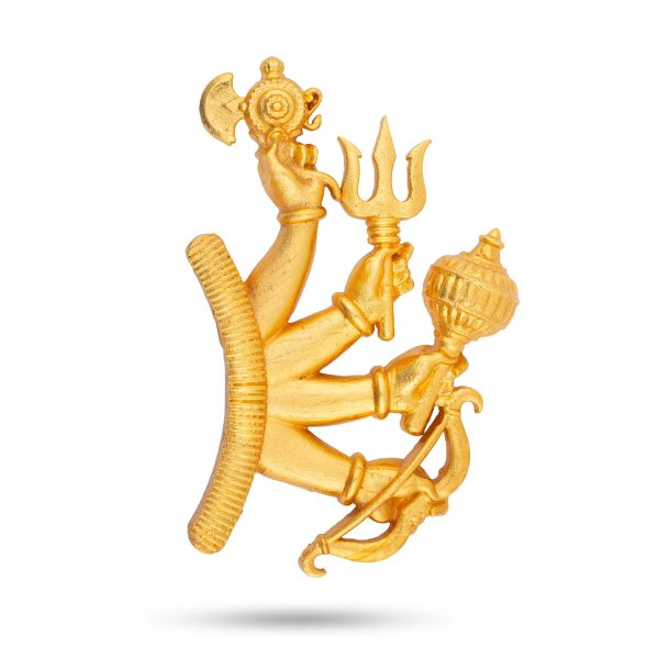 Hand With Astras - 4 x 2.5 Inches | Swamy Alangaram  Gold Polish Hand With Weapon for Deity Cheap