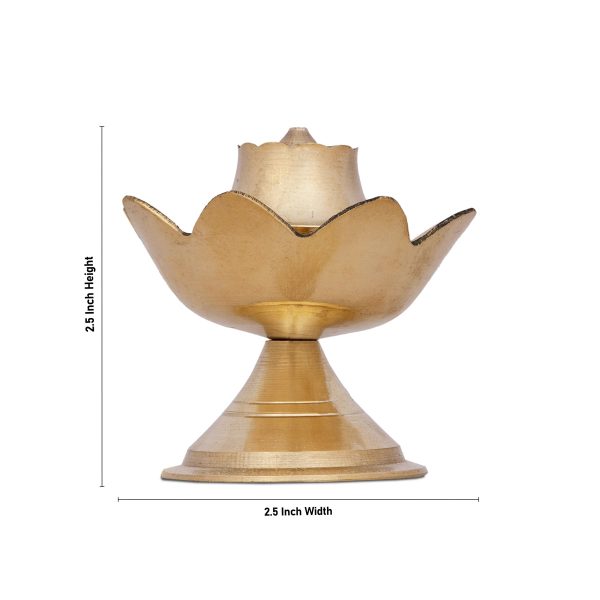 Agarbathi Stand - 2.5 x 2.5 Inches | Lotus Design Brass Incense Holder for Pooja  50 Gms Approx For Discount