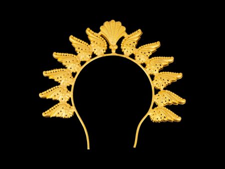 Hair Arch - 3.5 x 3.5 Inches | Shankh Design Gold Polish Jewellery  Hair Accessory for Deity Supply