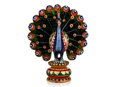 Chatter Peacock Statue - 3 x 3 Inches | Painted Peacock Idol  Wooden Statue for Home Decor Fashion