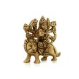 Durga Idol Sitting On Lion With 8 Hands - 3.25 x 3 Inches | Antique Brass Idol  Durga Murti for Pooja  320 Gms Sale