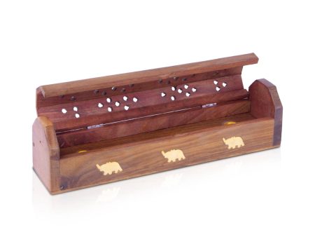 Agarbathi Stand - 2 x 10 Inches | Elephant Inlaid Design Dhoop Dhani  Wooden Design Incense Holder for Pooja Online Hot Sale