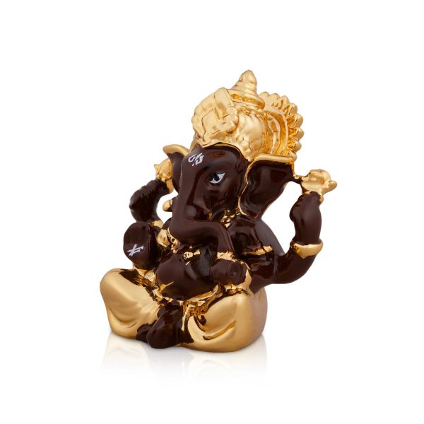 Ganesh Murti - 2.5 x 1.75 Inches | Metal Gold Polish Ganpati Statue  Sitting Ganesh Idol for Pooja Sale