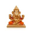 Ganesh Murti Sitting On Bajot - 2.75 x 2 Inches | Metal Gold Polish Vinayaka Statue  Ganpati Statue for Pooja Cheap