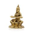 Annapurna Devi Sitting On Lotus Flower - 4 x 2.75 Inches | Antique Brass Idol  Annapurna Murti for Pooja  740 Gms Supply