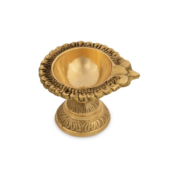 Lakshmi Kubera Vilakku With Base - 2 x 3 Inches | Brass Lamp  Laxmi Kubera Deepam for Pooja  120 Gms Approx on Sale