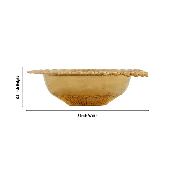 Brass Bowl - 0.5 x 2 Inches | Brass Cup  Designed Pooja Bowl for Home  5 Gms Approx Online