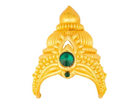 Half Crown - 3.5 x 2.5 Inches | Gold Polish Half Kiridam  Half Kireedam  Single Stone Half Mukut for Deity Online now