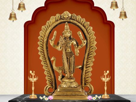 Murugan Statue With Arch Standing On Base - 5 x 3.25 Inches | Antique Brass Idol  Kartikeya Statue With Peacock for Pooja on Sale