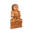 Buddha Statue - 12 x 6 Inches | Wooden Statue  Buddha Idol Sitting On Flower Base  Buddha Murti for Pooja For Cheap