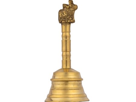 Brass Hand Bell - 6 x 1.25 Inches | Brass Bell  Nandi Handle Pooja Bell for Home  400 Gms Approx on Sale