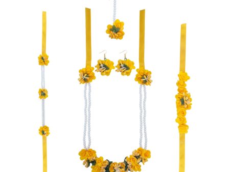 Artificial Flower Jewellery Set - 14 x 11 Inches | Artificial Floral Jewellery  Artificial Flower Jewelry for Haldi Supply