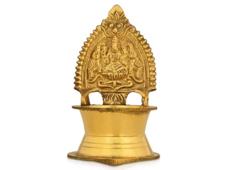 Kamakshi Vilakku - 3.5 x 2.5 Inches | Brass Lamp  Gold Polish Kamatchi Deepam for Pooja  60 Gms Approx Online Sale